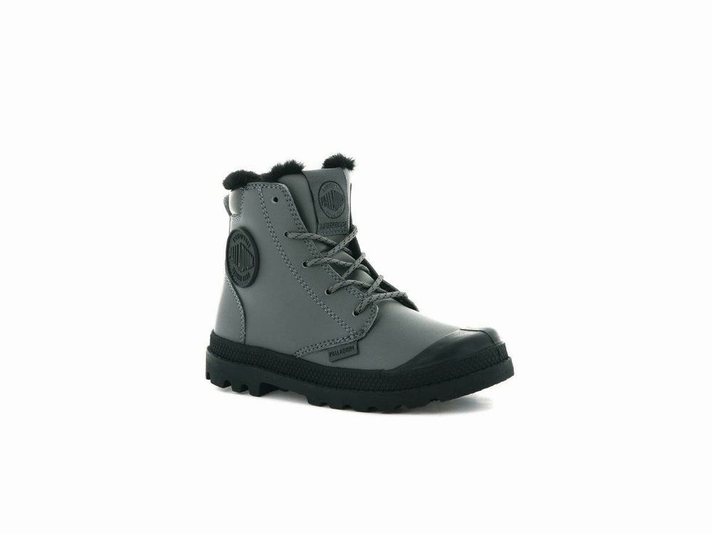 Palladium Gyerek Téli Bakancs - Pampa Hi Cuff S WP Szürke | 426OXGAMW